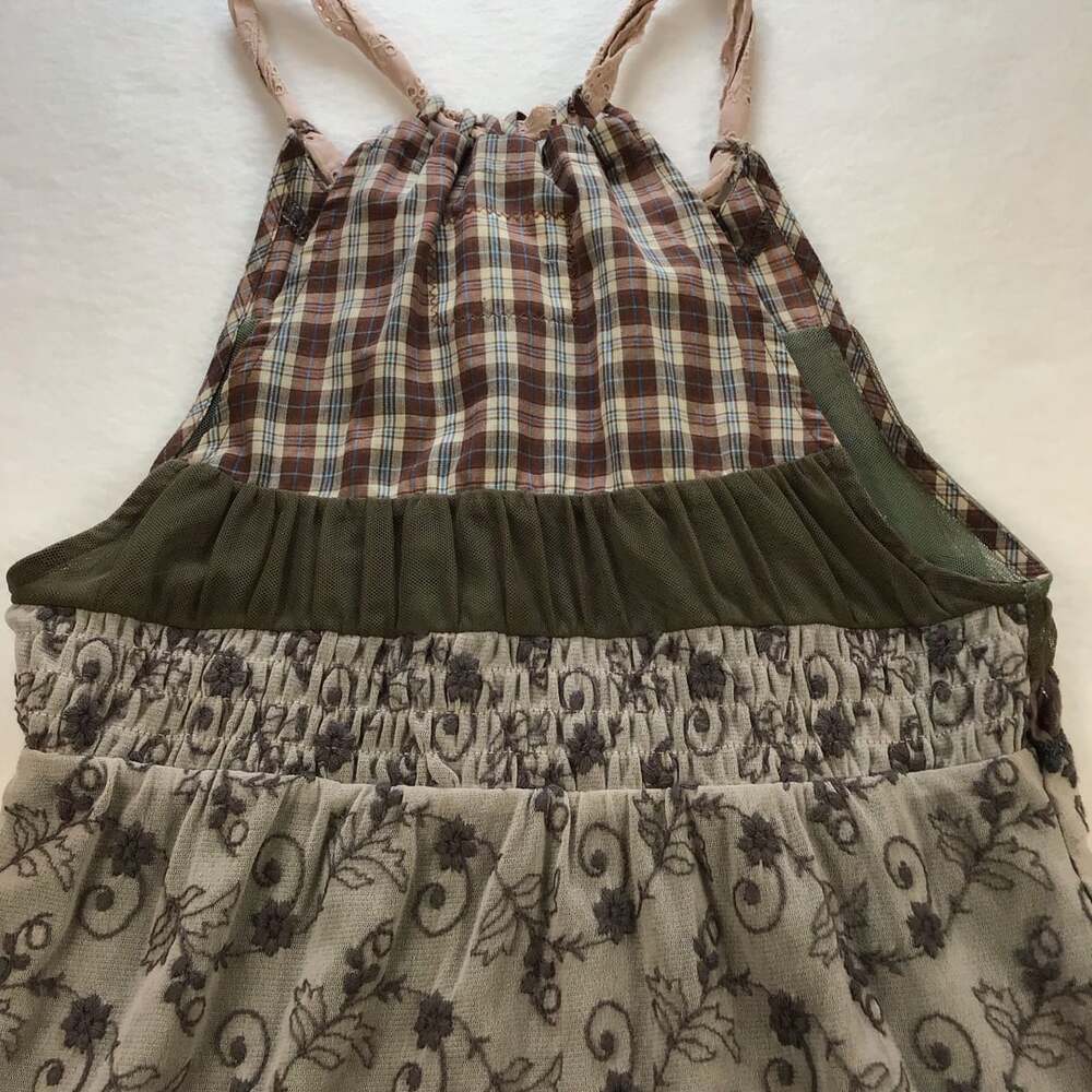 Free People Bohemian Patchwork Plaid Halter Tank Tunic Top XS - Picture 10 of 11